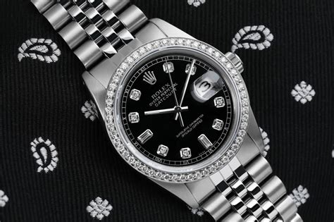 rolex datejust quadrante nero numeri romani con diamanti 36mm|orologio datejust 36 mm.